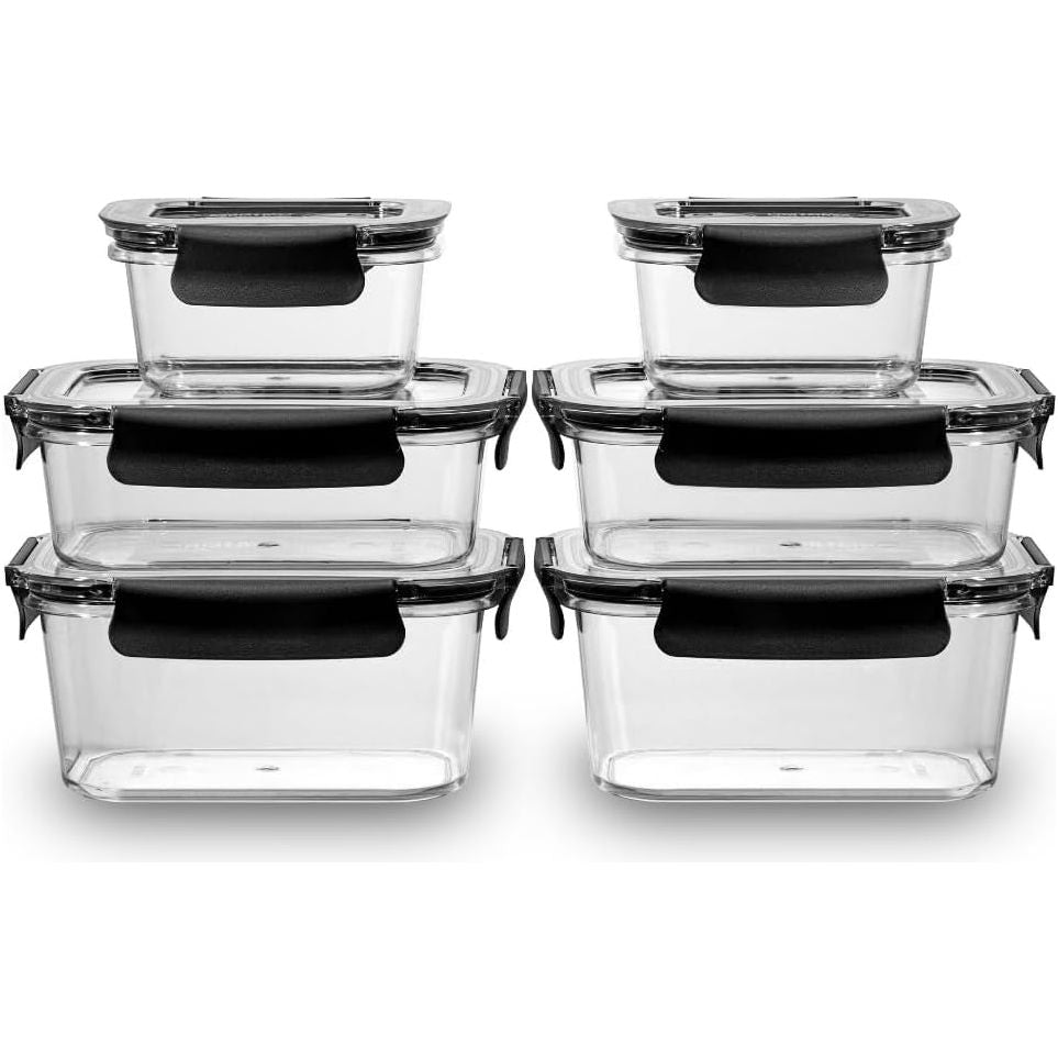 6 Set Quad-Lock Pantry Storage Container, 2 of Each Size (380mL, 880mL, 1250mL)