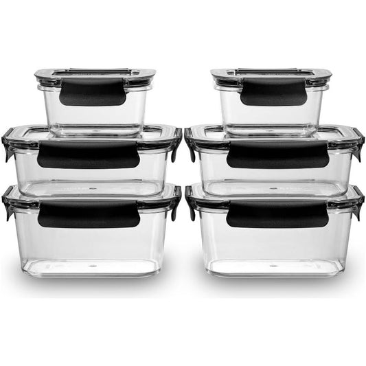 6 Set Quad-Lock Pantry Storage Container, 2 of Each Size (380mL, 880mL, 1250mL)