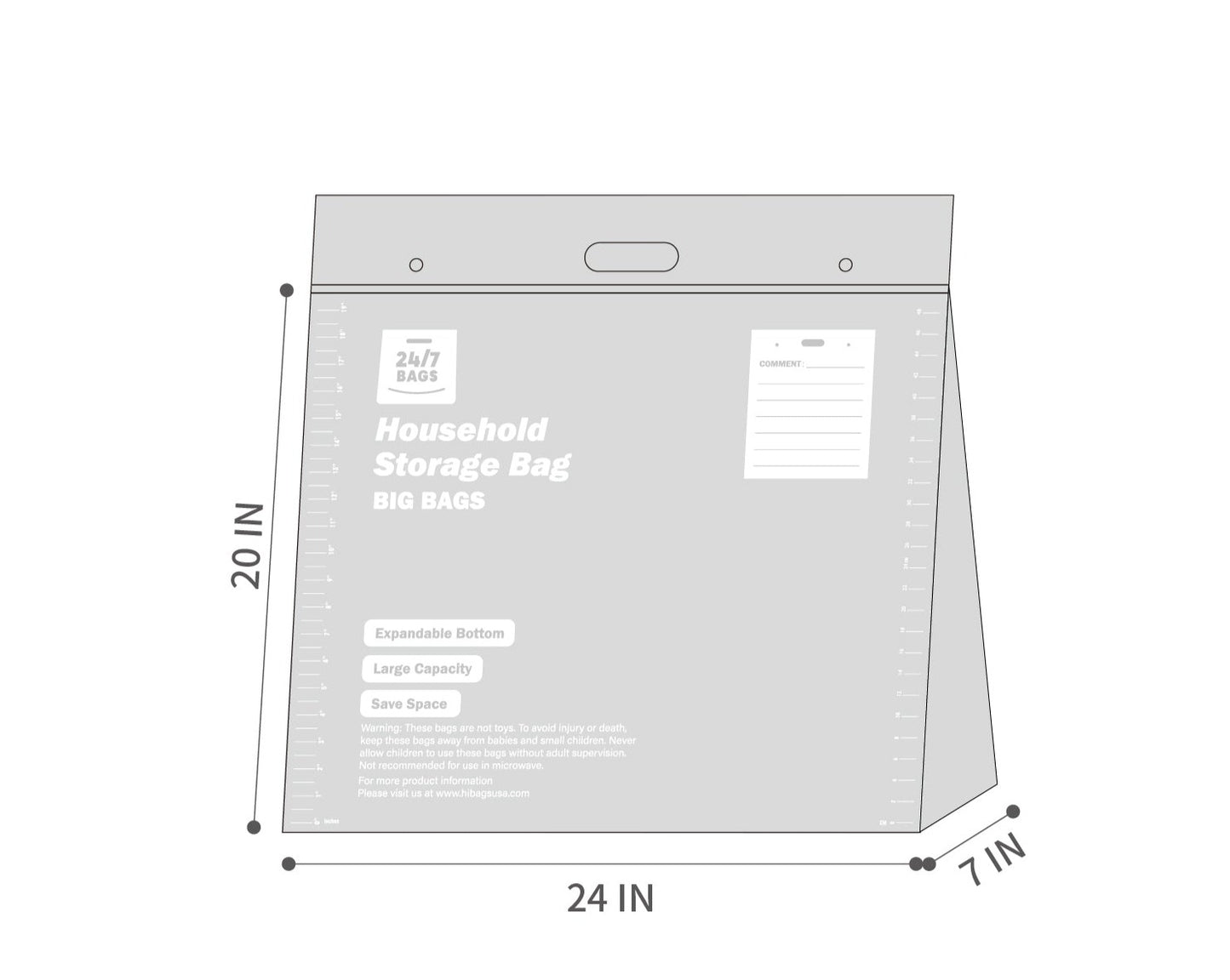 Jumbo Double Seal Zip Storage Bags 10 Gallons, XX-Large / 15 Count