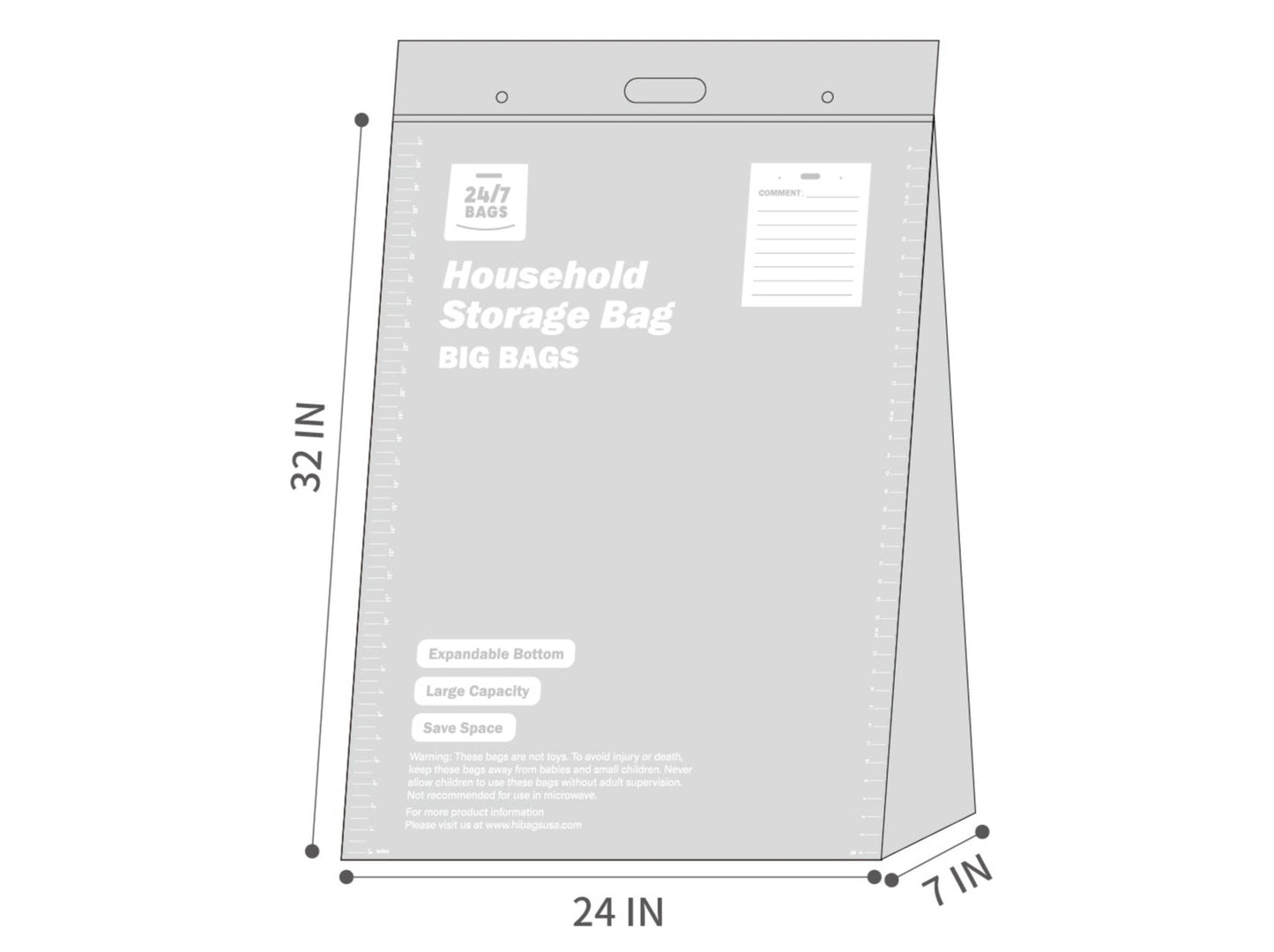 Jumbo Double Seal Zip Storage Bags 20 Gallons, XXX-Large / 9 Count