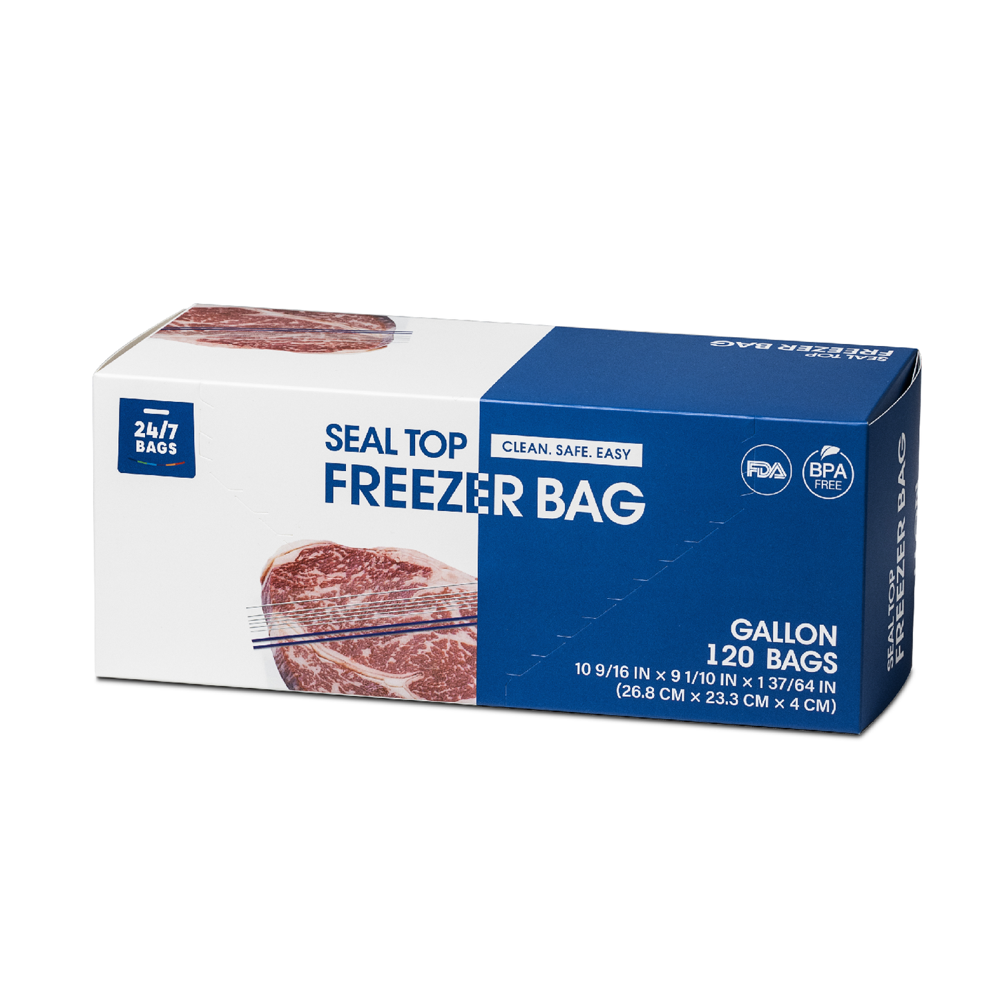 Double Zip Freezer Food Storage Bags, Gallon/ 120 Count, Expandable Bottom and Writeable Calendar