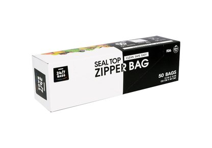 Double Zipper Seal Storage Bags, 2 Gallon / X-Large 50 Count- 1 Box