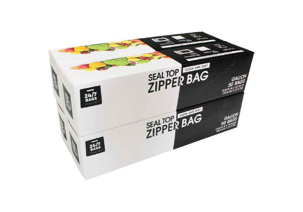 Double Zipper Seal Storage Bags, Gallon / Large 200 Count