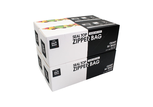 Double Zipper Seal Storage Bags, Quart / Medium 200 Count