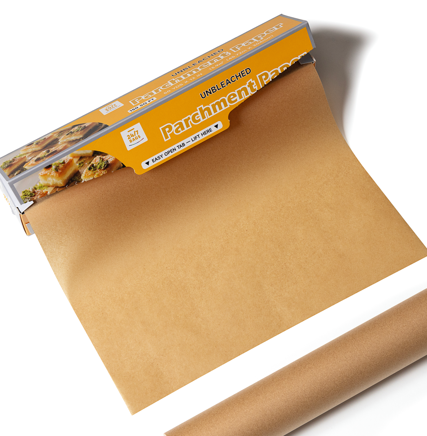 Parchment Paper Roll, 300 Sq Ft, 12" Wide, Non-Stick, Unbleached (2 Pack of 150 Sq Ft)