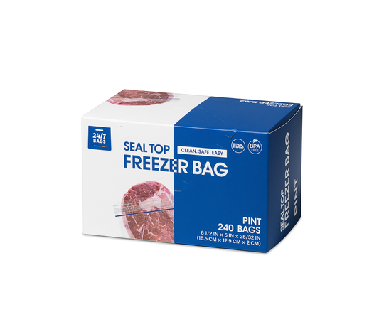 Single Zip Freezer Food Storage Bags, Sandwich/ 240 Count, Expandable Bottom and Writeable Calendar
