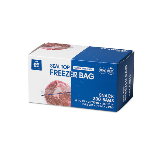 Single Zip Freezer Food Storage Bags, Snack/ 300 Count, Expandable Bottom and Writeable Calendar