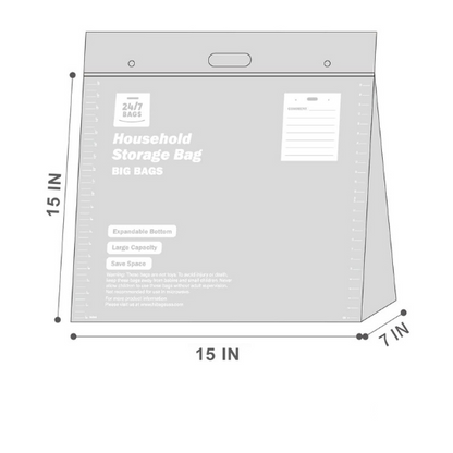 Jumbo Double Seal Zip Storage Bags 3 Gallons, Large / 12 Count