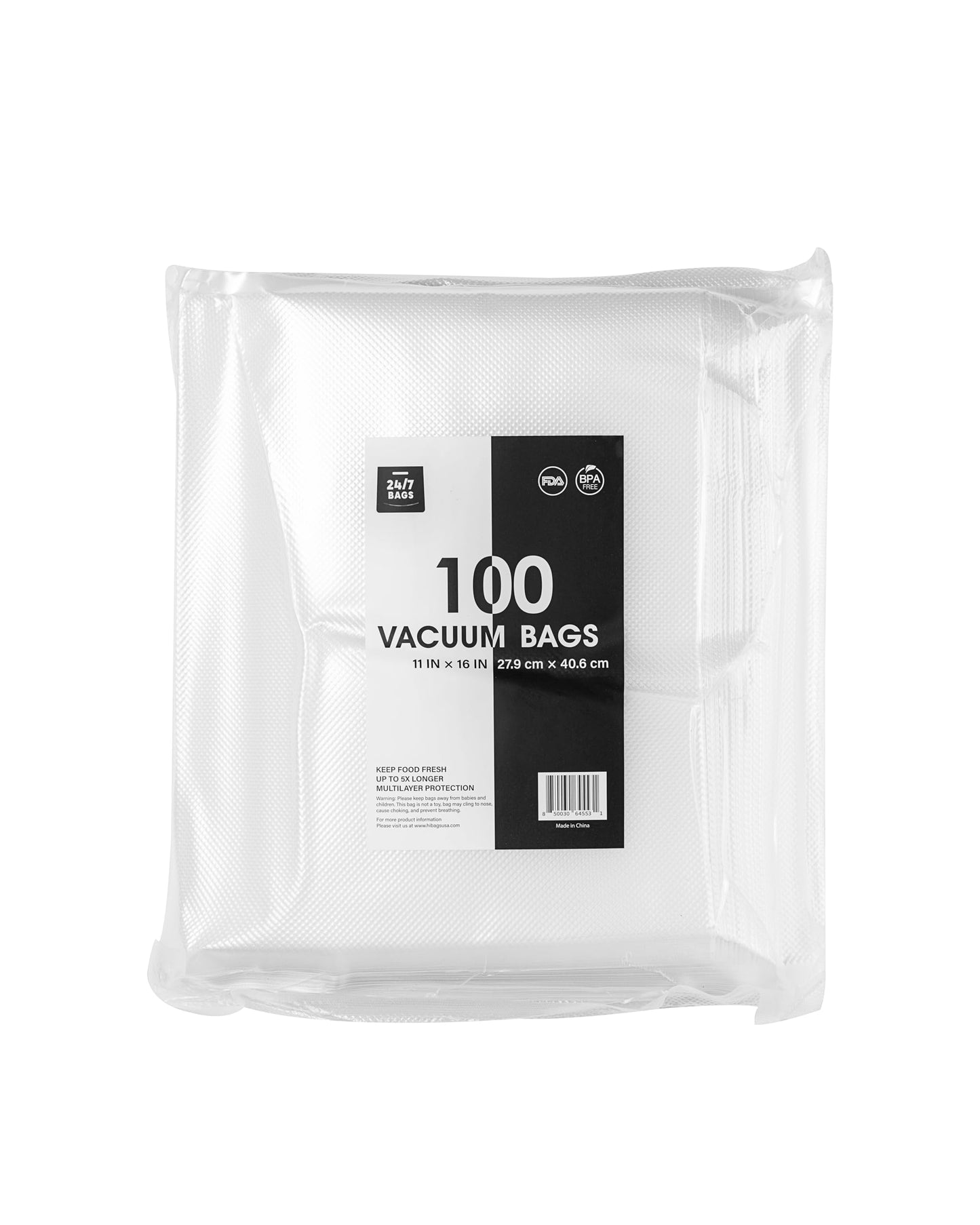 Vacuum seal bags inside a bag with a white background 