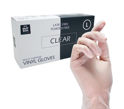 Vinyl Clear Gloves, Large / 120 Count (Latex & Powder Free)