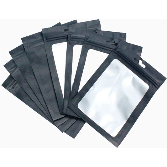 4" x 6" Resealable Mylar Bags, Black With Clear Window / 250 Count