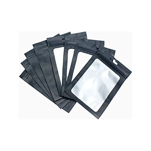 7" x 9" Resealable Mylar Bags, Black With Clear Window / 150 Count